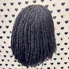 Lace Closure Short Bob Kinky Passion Twist Braided Wig For Black Women 10 Inches