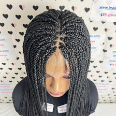 Lace Closure Twist Braided Wig Medium Braids Wigs For Black Women 22 Inches