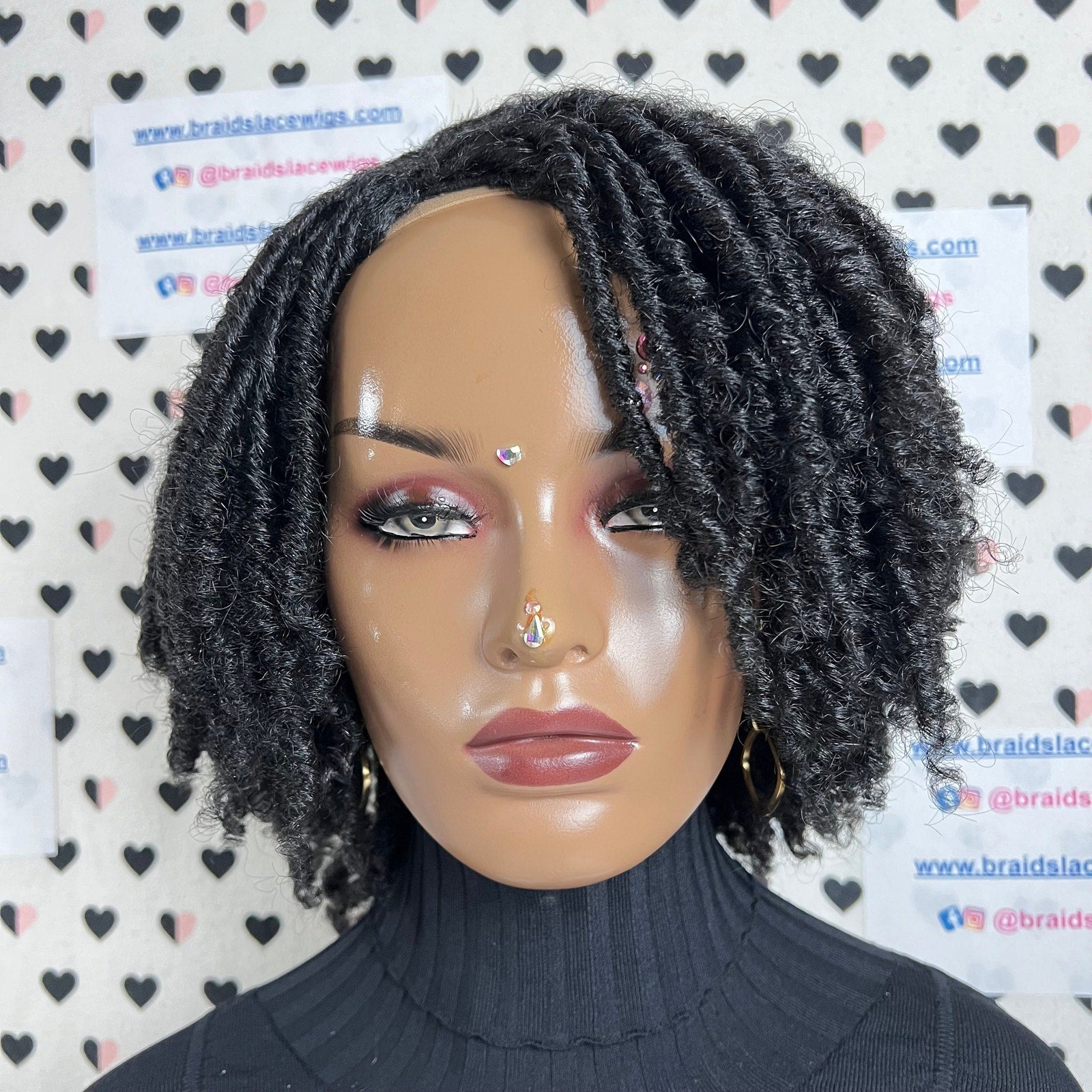 Peluca corta con rastas sintéticas, trenzas afro, trenzas y rastas para mujeres negras