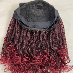 Diadema con trenza rizada corta y retorcida Peluca trenzada Trenzas pequeñas retorcidas Rojo burdeos