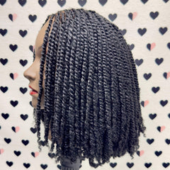 Lace Closure Short Bob Kinky Passion Twist Braided Wig For Black Women 10 Inches