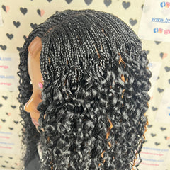 Peluca trenzada con rizos ondulados y medias trenzas con cierre de encaje y caja pequeña para mujeres negras