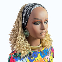 Handmade Blonde Micro Twist Braided Headband Wig with Curly Ends – 613 Golden