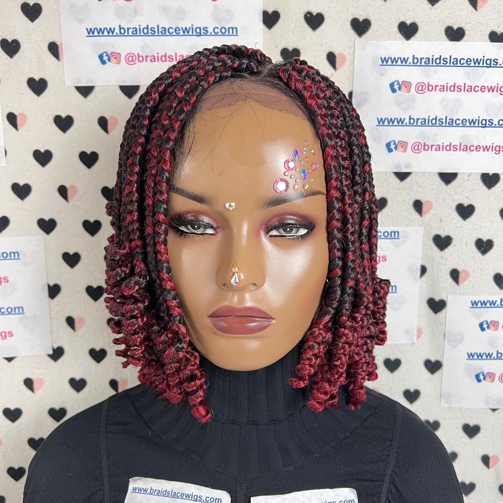 Curled Box Braids Short Curly V Part Lace Frontal Curly Braided Wig 10 Inches