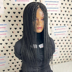 Lace Closure Twist Braided Wig Medium Braids Wigs For Black Women 22 Inches