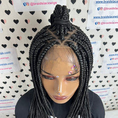 13x6 Lace Frontal Box Braids Braided Wig For Black Women 16 Inches