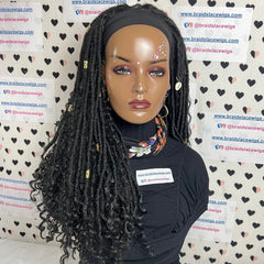 Diadema con rastas falsas, peluca trenzada, rastas rizadas desgastadas, estilo bohemio