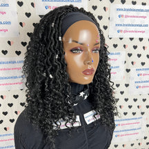 Short Faux Locs Headband Wig Boho Goddess Loc Distressed Curly Dreadlocks Wigs