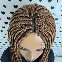 Medium Box Braid Braided Lace Closure Wigs For Black Women 22 Inches Color 30