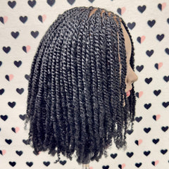 Lace Closure Short Bob Kinky Passion Twist Braided Wig For Black Women 10 Inches