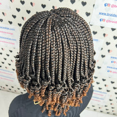 Short Curls Curly Box Braids Braided Lace Front Wig For Black Women Colors 1b/30 Ombre