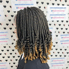 Peluca trenzada del frente del cordón de las trenzas de los rizos de la trenza de la caja rizada frontal del cordón 13x4 para las mujeres negras 1b/27 Ombre