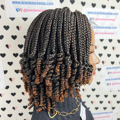 Short Curls Curly Box Braids Braided Lace Front Wig For Black Women Colors 1b/30 Ombre
