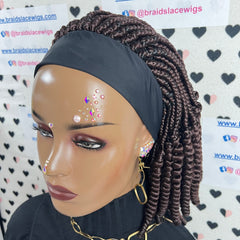 Spiral Curls Curly Headband Braided Wig Box Braids Wigs For Black Women Color 33