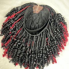 Hand Braided Handmade Curly Half Box Braids Curls Braided Lace Closure Wigs For Black Women