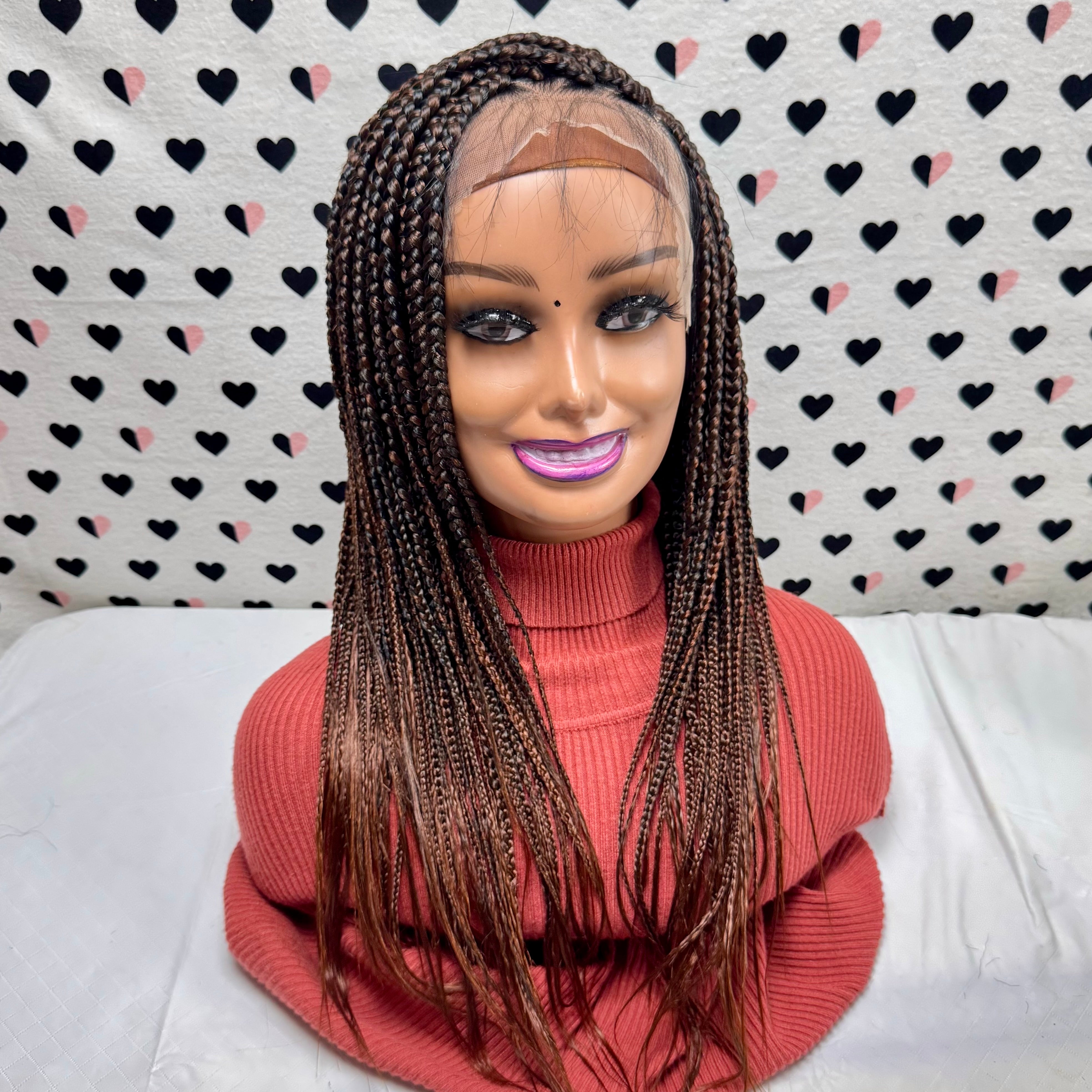 13x6 Lace Frontal V Part Box Braids Braided Lace Front Wig 1b/30 Ombre