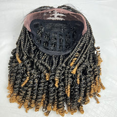 Peluca trenzada del frente del cordón de las trenzas de los rizos de la trenza de la caja rizada frontal del cordón 13x4 para las mujeres negras 1b/27 Ombre