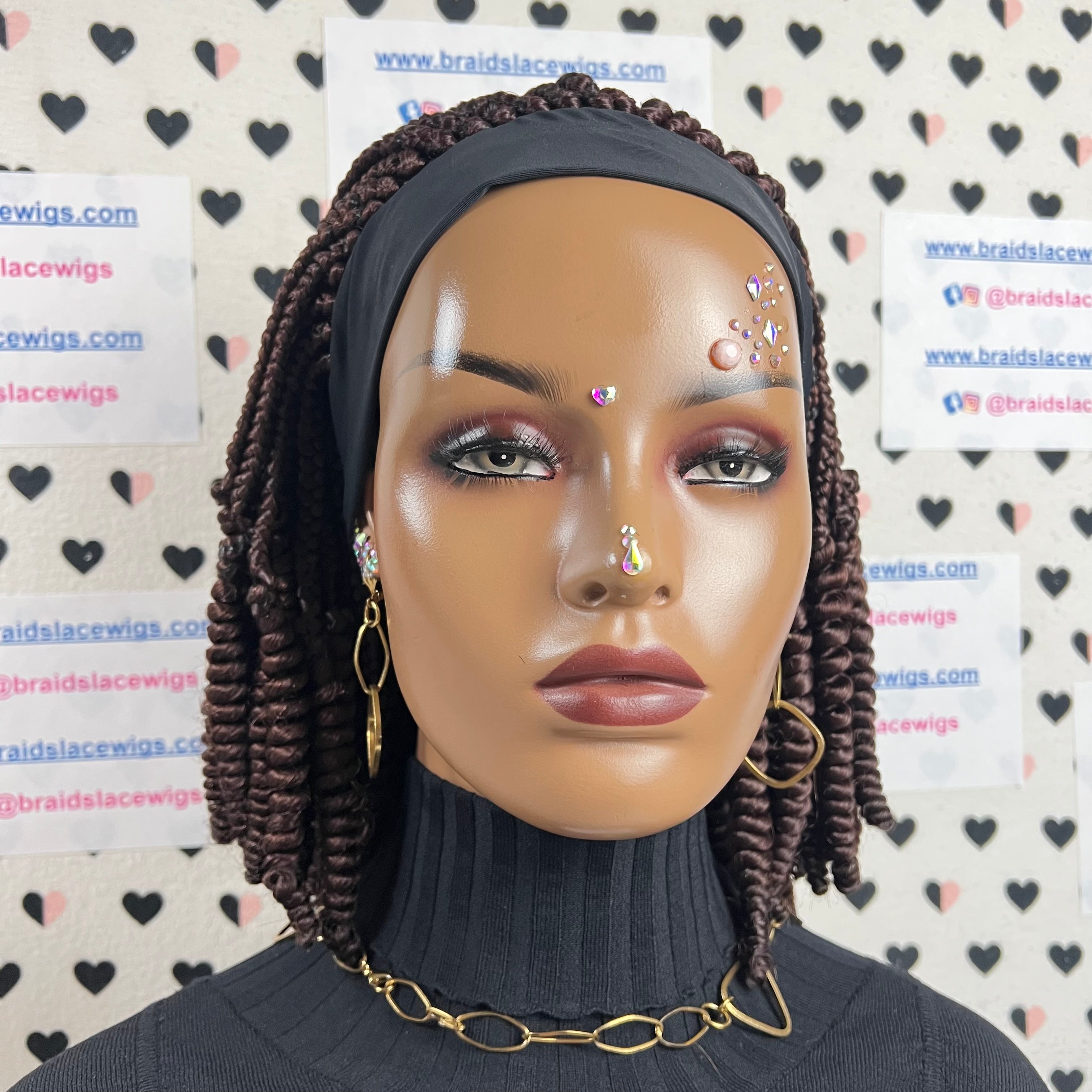 Spiral Curls Curly Headband Braided Wig Box Braids Wigs For Black Women Color 33