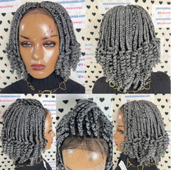 Handmade Box Braid Braided Lace Front Wig With Curly Ends