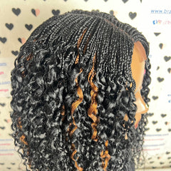 Peluca trenzada con rizos ondulados y medias trenzas con cierre de encaje y caja pequeña para mujeres negras