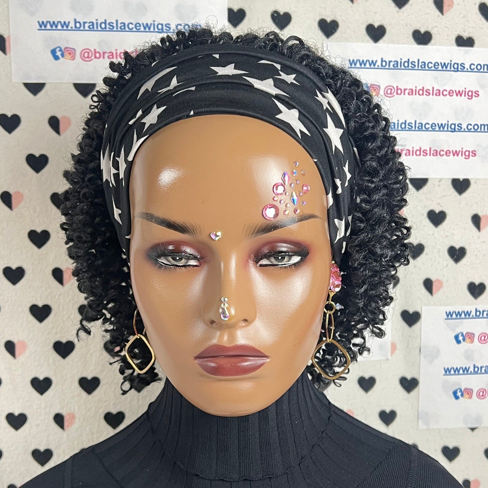 Pelucas trenzadas con diadema y rizos cortos y rizados para mujeres negras con rizos en espiral