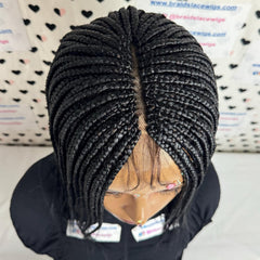 Pelucas con cierre de encaje y trenzas de plumas de caja pequeña para mujeres negras de 12 pulgadas