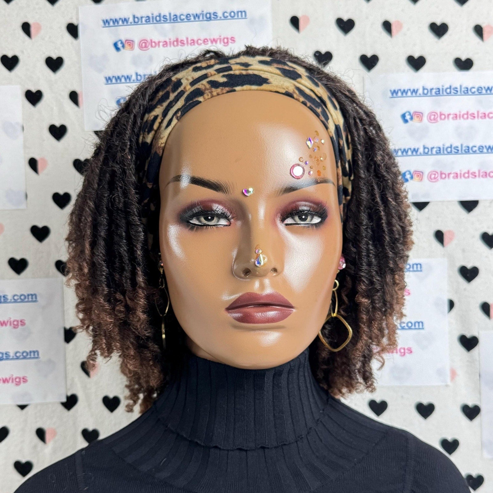 Short Faux Locs Headband Wig Dreadlock Synthetic Afro Twist Braided Wigs For Black Women Color 30