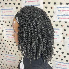 Short Curly Spiral Spring Twist Braids Curls Headband Braided Wigs Black