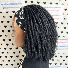 Short Faux Locs Headband Wig Dreadlock Synthetic Afro Twist Braided Wigs For Black Women