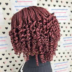 Top Cornrows Box Trenzas Cierre de encaje Rizado ondulado Peluca trenzada corta y rizada 10 pulgadas