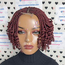 Top Cornrows Box Trenzas Cierre de encaje Rizado ondulado Peluca trenzada corta y rizada 10 pulgadas