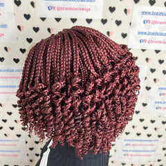 Top Cornrows Box Trenzas Cierre de encaje Rizado ondulado Peluca trenzada corta y rizada 10 pulgadas