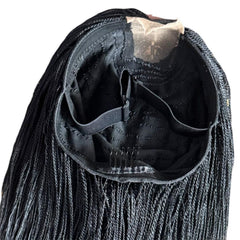 Glueless Tiny Small Braids Short Feathers Twist Braided Lace Closure Wig Black