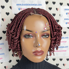 Top Cornrows Box Trenzas Cierre de encaje Rizado ondulado Peluca trenzada corta y rizada 10 pulgadas