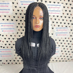 Lace Closure Twist Braided Wig Medium Braids Wigs For Black Women 22 Inches