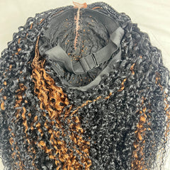 Peluca trenzada con rizos ondulados y medias trenzas con cierre de encaje y caja pequeña para mujeres negras