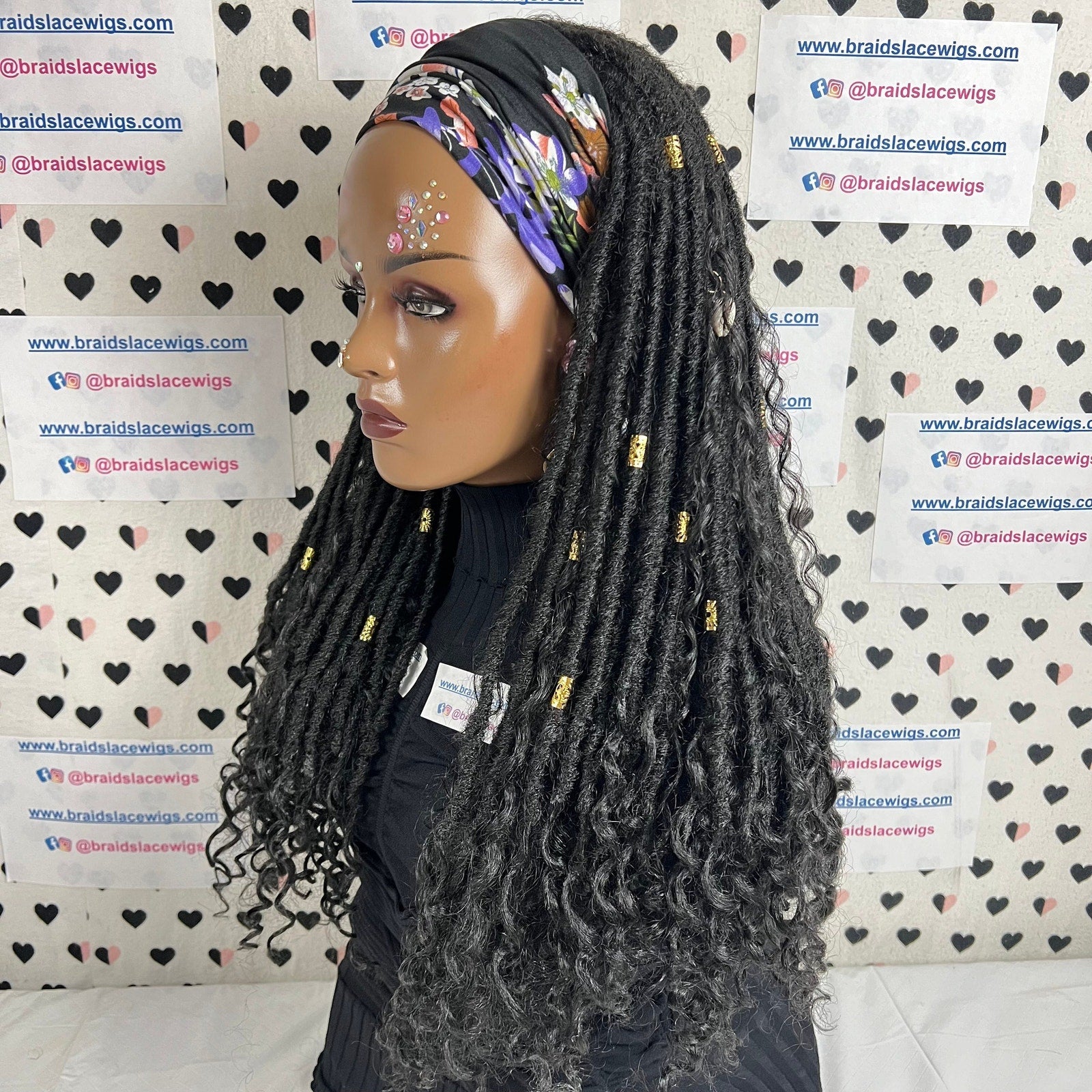 Diadema con rastas falsas, peluca trenzada, rastas rizadas desgastadas, estilo bohemio