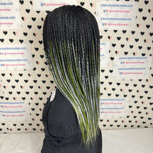 Box Braid Ombre Green Handmade Glueless Hand Braided Lace Closure Wig