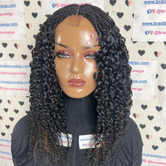 Peluca trenzada con rizos ondulados y medias trenzas con cierre de encaje y caja pequeña para mujeres negras