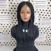 Peluca trenzada con cierre de encaje, trenzas medianas, pelucas para mujeres negras de 22 pulgadas