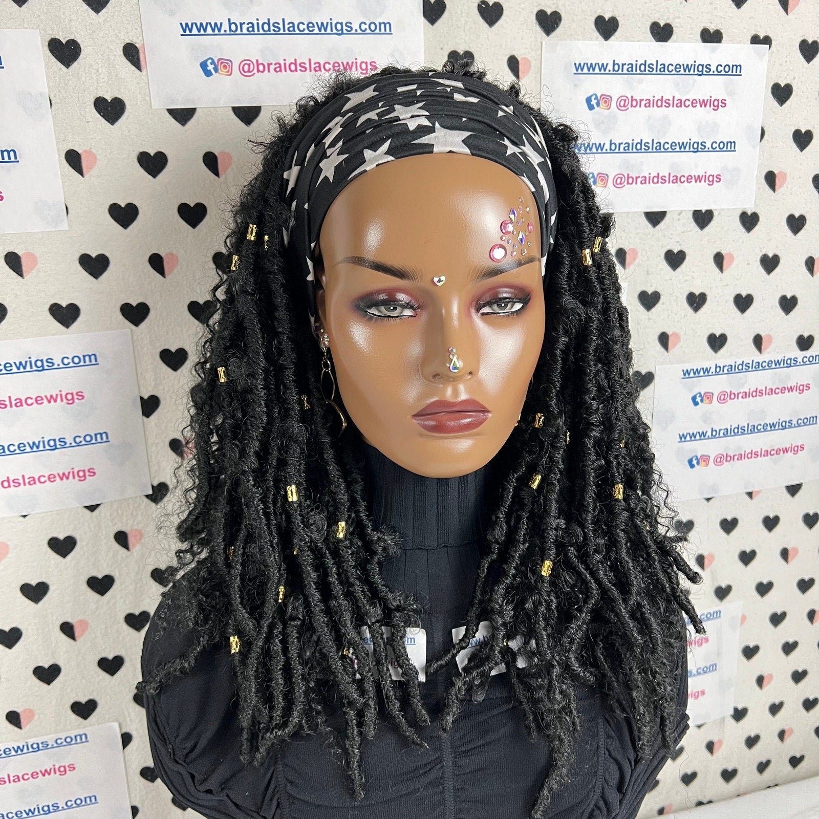 Headband Wig Boho Goddess Loc Distressed Curly Dread Locs Wigs For Black Women