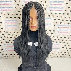 Lace Closure Twist Braided Wig Medium Braids Wigs For Black Women 22 Inches