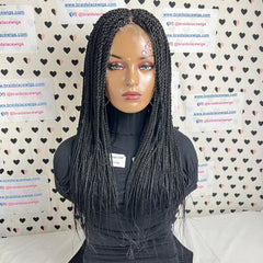 Lace Closure Twist Braided Wig Medium Braids Wigs For Black Women 22 Inches