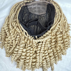 Short Curly Box Braids Braided Lace Closure Wig For Black Women Color 613