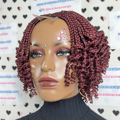 Top Cornrows Box Trenzas Cierre de encaje Rizado ondulado Peluca trenzada corta y rizada 10 pulgadas