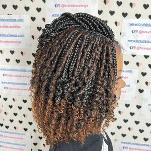 Pelucas cortas del cordón de Boho de las trenzas de la caja de los rizos para las mujeres negras con el pelo sintético rizado