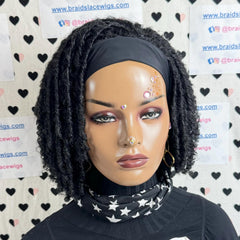 Short Faux Locs Headband Wig Dreadlock Synthetic Afro Twist Braided Wigs For Black Women
