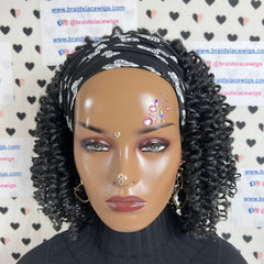 Short Curly Spiral Spring Twist Braids Curls Headband Braided Wigs Black