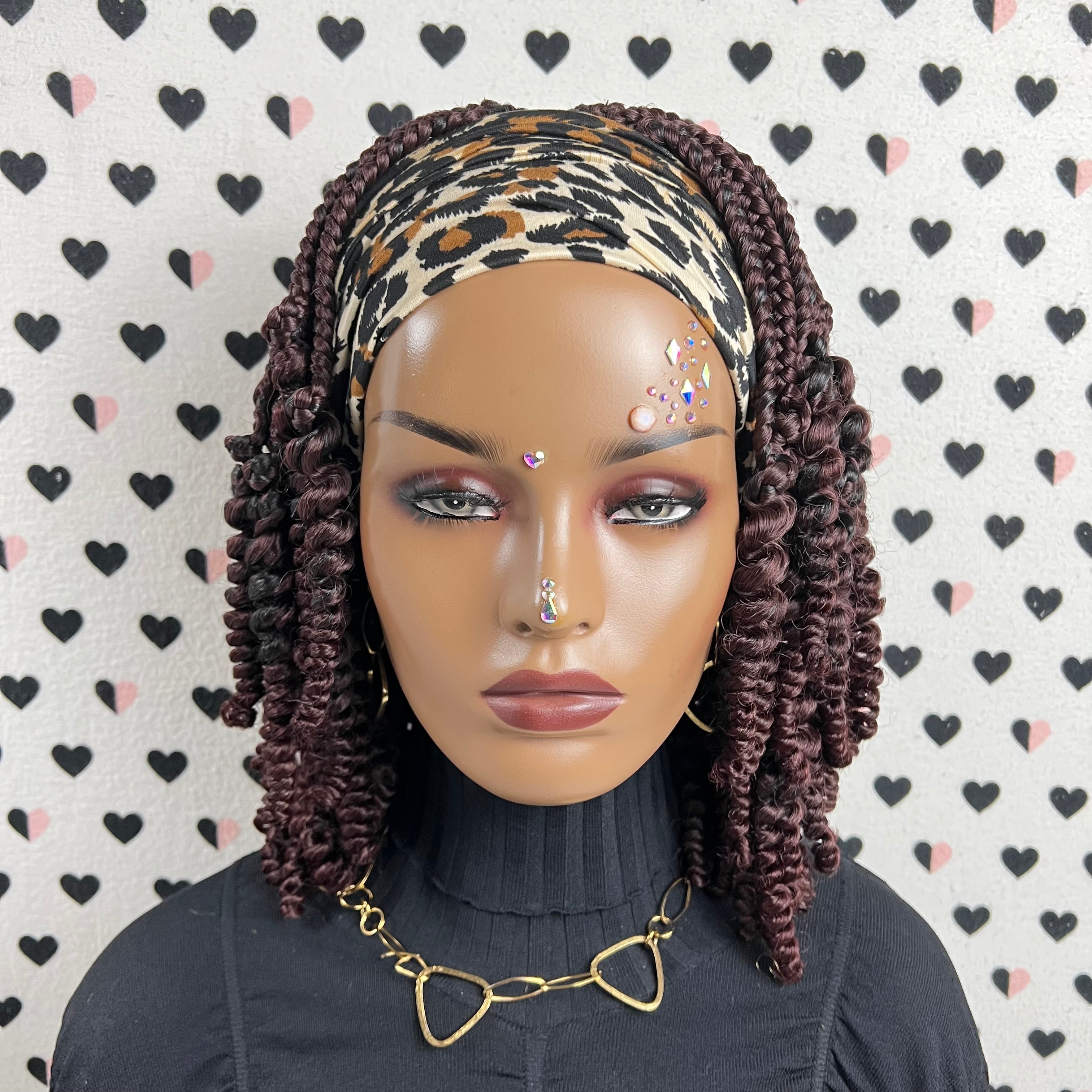 Short Curls Curly Headband Wig Braided Box Braids Wigs For Black Women Color 33