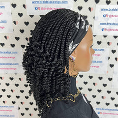 Caja corta trenzas rizos diadema rizada peluca trenzada banda para la cabeza pelucas para mujeres negras